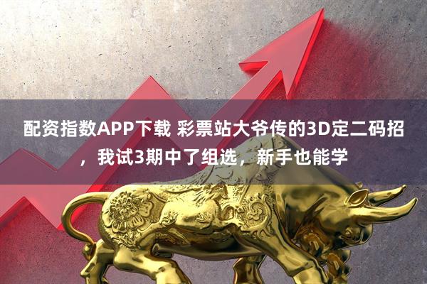 配资指数APP下载 彩票站大爷传的3D定二码招，我试3期中了组选，新手也能学