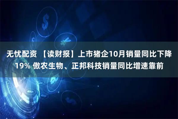无忧配资 【读财报】上市猪企10月销量同比下降19% 傲农生物、正邦科技销量同比增速靠前